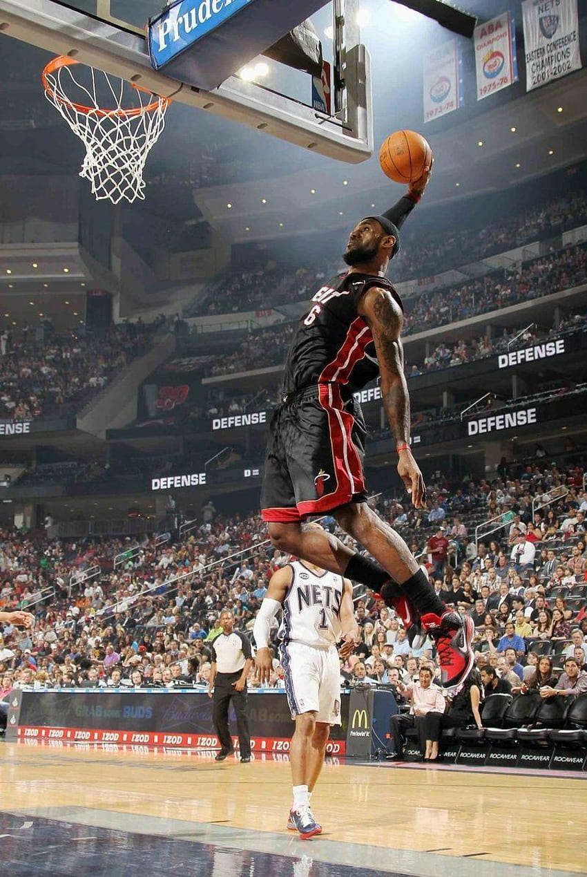 jumping nba basketball lebron james headbands miami heat dunk, lebron james dunk heat HD phone wallpaper