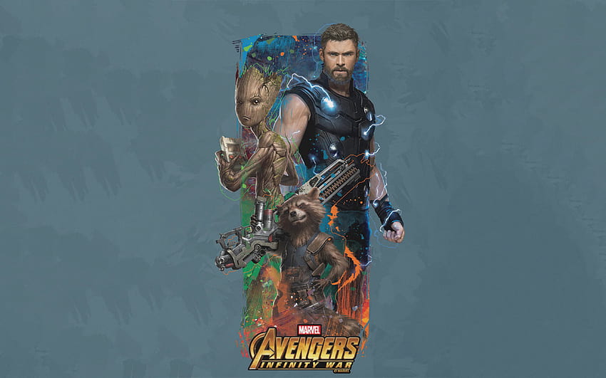 3840x2400 Thor Rocket Groot Avengers Infinity War Ilustraciones, thor infinity war fondo de pantalla