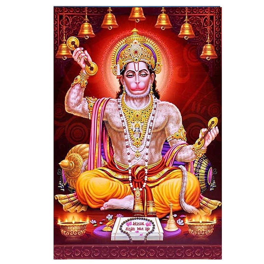 Hanuman en meditación, lienzo, vinilo, impresión de arte, dios hindú, indio, meditación hanuman fondo de pantalla del teléfono