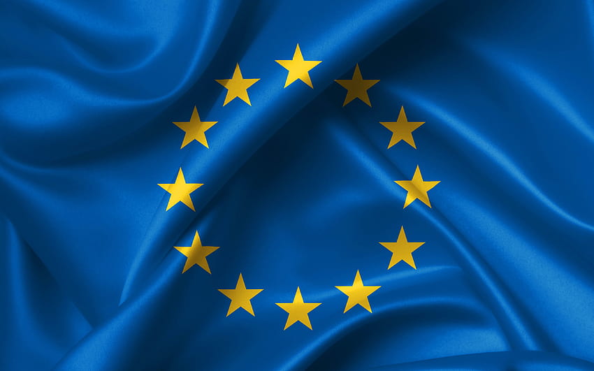 Bandiera dell'Unione Europea, bandiera di seta, Europa, simboli nazionali, Bandiera dell'Unione Europea, Bandiera dell'UE, Unione Europea, Paesi europei, Bandiera fabic dell'Unione Europea con risoluzione 3840x2400. Alta qualità, bandiera Sfondo HD