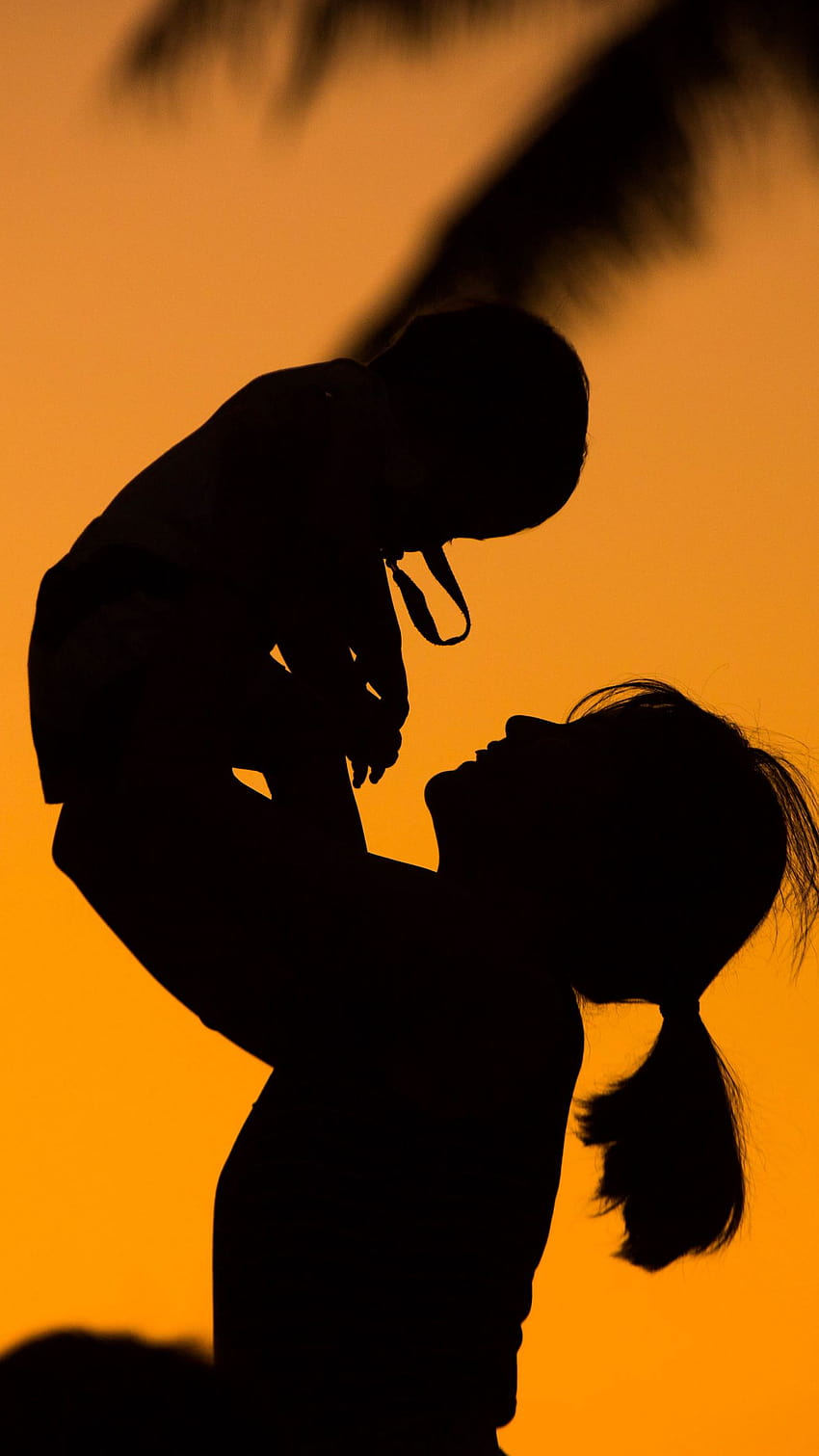 1350x2400 silhouettes, mother, child, sunset iphone 8+/7+/6s+/ for parallax backgrounds, mom and child HD phone wallpaper