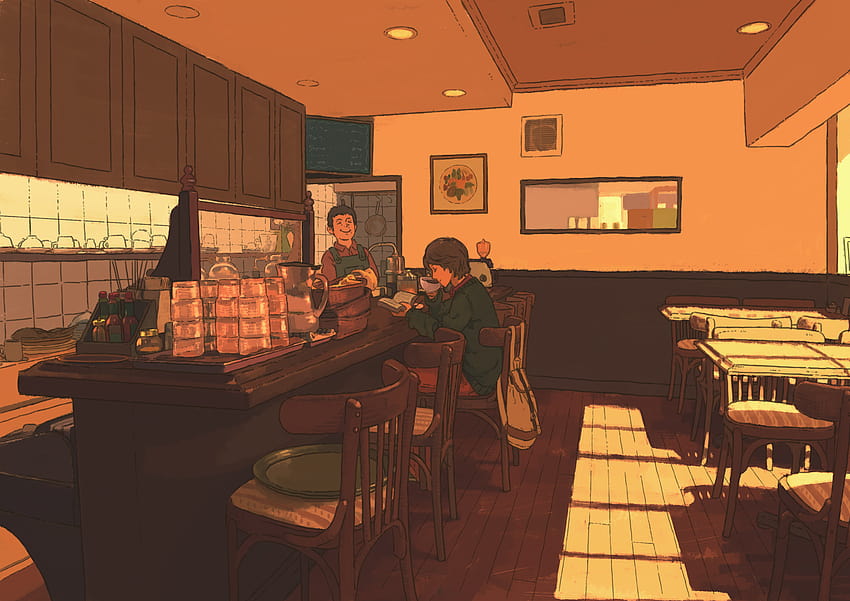 : Japan, anime, room, restaurant, cafes, interior design, screenshot 2000x1415, anime restaurant HD wallpaper