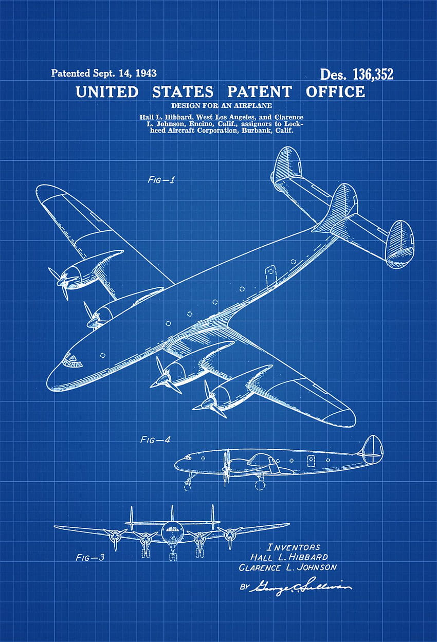 Технически чертеж на самолета и патент HD тапет за телефон