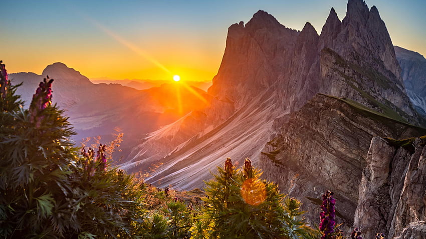 พระอาทิตย์ขึ้นที่ dolomites อิตาลี MacBook Air, dolomites อิตาลี ภูเขาที่มีหมอก วอลล์เปเปอร์ HD