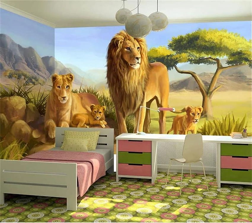 custom 3d kids room mural cartoon A prairie the lion king 3d painting sofa TV backgrounds non woven sticker HD wallpaper