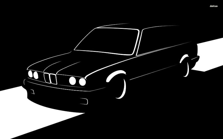 BMW E30 Touring silhouette, car vector HD wallpaper
