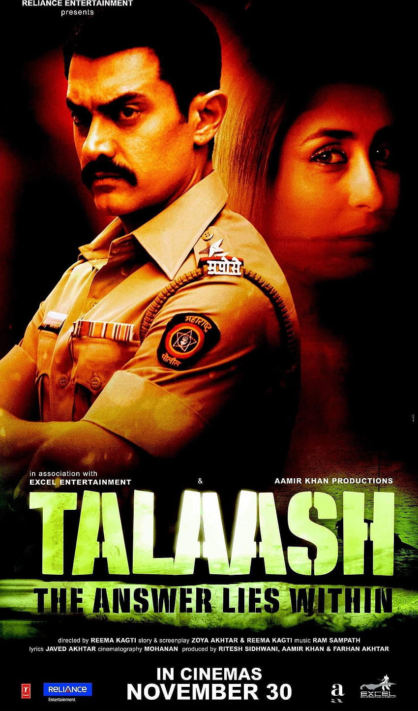 Hazaña del cartel de Talaash. Aamir Khan y Kareena Kapoor, talaash la respuesta está dentro fondo de pantalla del teléfono