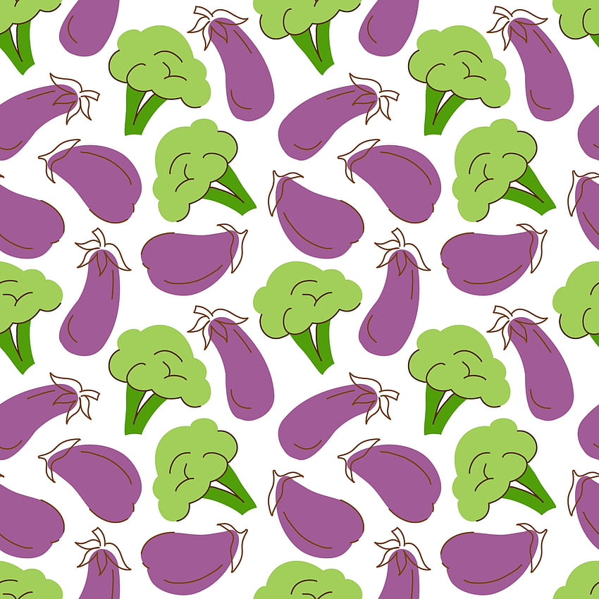 vegetable pattern with composition eggplant, broccoli element. Perfect for food background, textile. Vector illustration 2059558 Vector Art at Vecteezy, aesthetic eggplant HD phone wallpaper