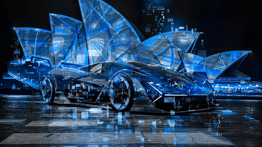 LAMBORGHINI TERZO MILLENNIO SUPER CRYSTAL AUSTRALIA SYDNEY THEATRE, Lamborghini Sianblau HD-Hintergrundbild