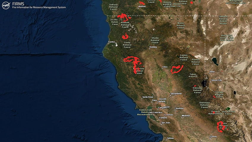 Californie : satellites de l'incendie au nord de Sacramento, le plus vaste que l'Etat ait jamais connu HD wallpaper