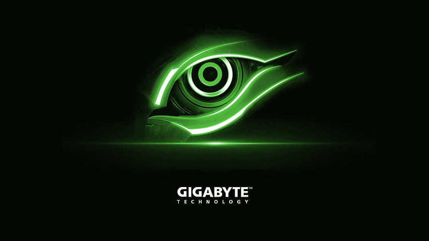 Gigabyte Technology Green Eye Logo, grünes Logo HD-Hintergrundbild