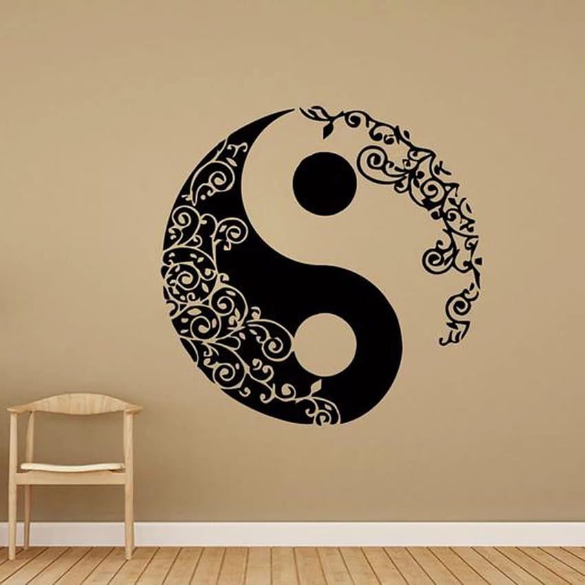 Adesivo da parete mandala Yin Yang Yoga Studio Adesivo da parete in vinile bohémien Boho Home Decor Camera da letto Art Autoadesivo C414 Sfondo del telefono HD