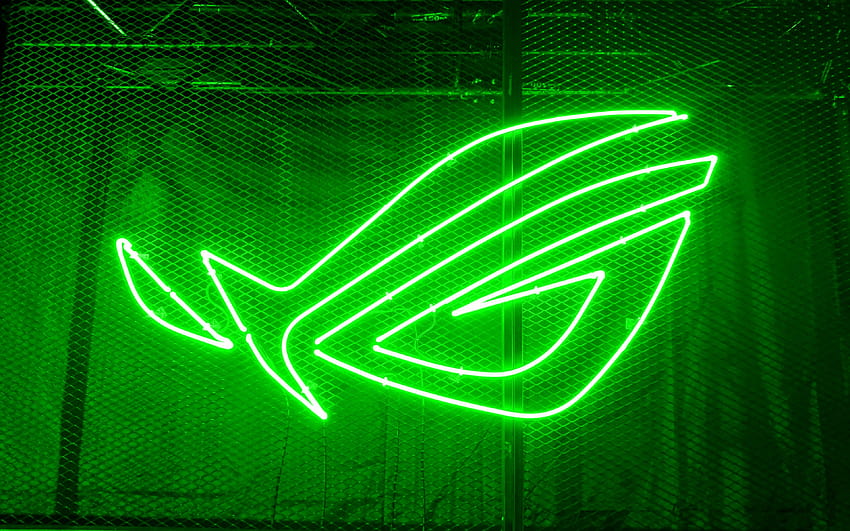 RoG green logo, 3D art, Republic of Gamers, green gaming HD wallpaper