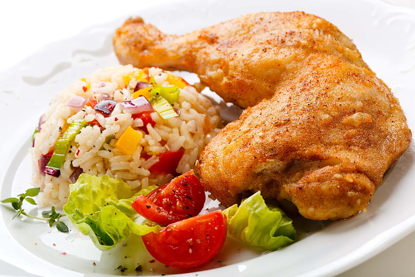 fried rice and chicken, mr meat HD wallpaper