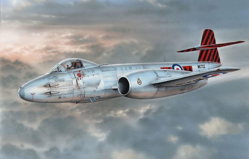 Kunst, Flugzeug, Jet, Luftfahrtkunst, Gloster-Meteor, Abschnitt Luftfahrt HD-Hintergrundbild