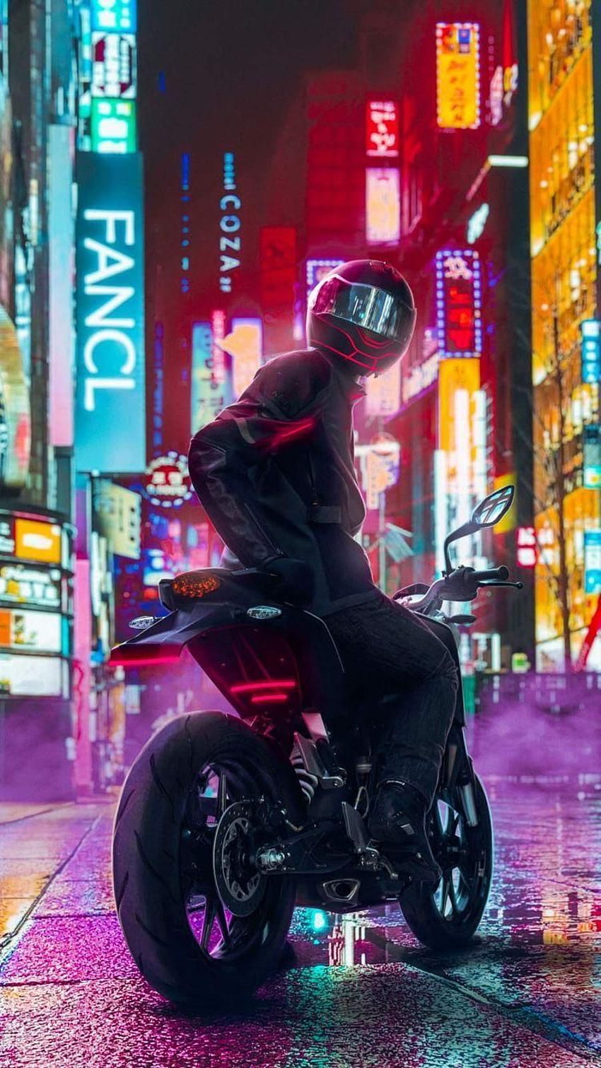 99 AAD di I Like Cyber ​​Art pada tahun 2020, sepeda motor cyberpunk iphone x wallpaper ponsel HD