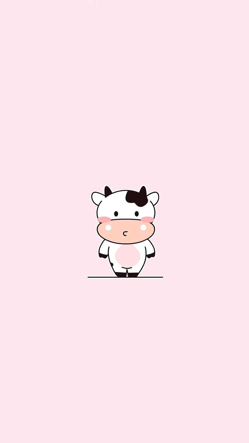 Kawaii Cute Cow, lindo estampado de vaca fondo de pantalla del teléfono