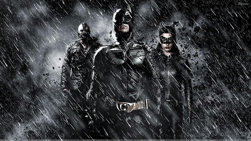 The Dark Knight Rises - Trois dans la nuit pluvieuse, sombre pluvieux Fond d'écran HD
