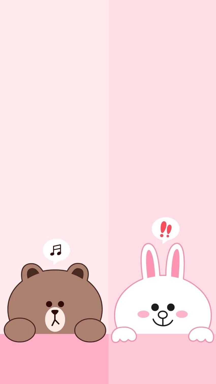 Lindo oso y conejito, conejito rosa iphone fondo de pantalla del teléfono