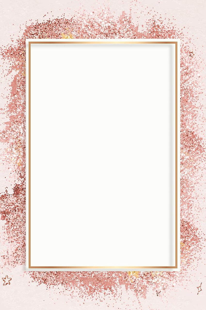 Rose gold glitter frame vector pink festive backgrounds, gold border HD phone wallpaper