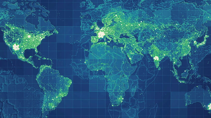 1920x1080、New Global Map Network 緑、地球地図 高画質の壁紙