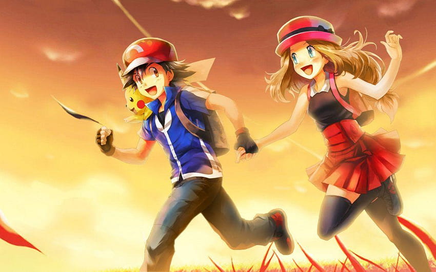 Ash and Serena by Rainbowicescream, pokemon ash and misty HD wallpaper