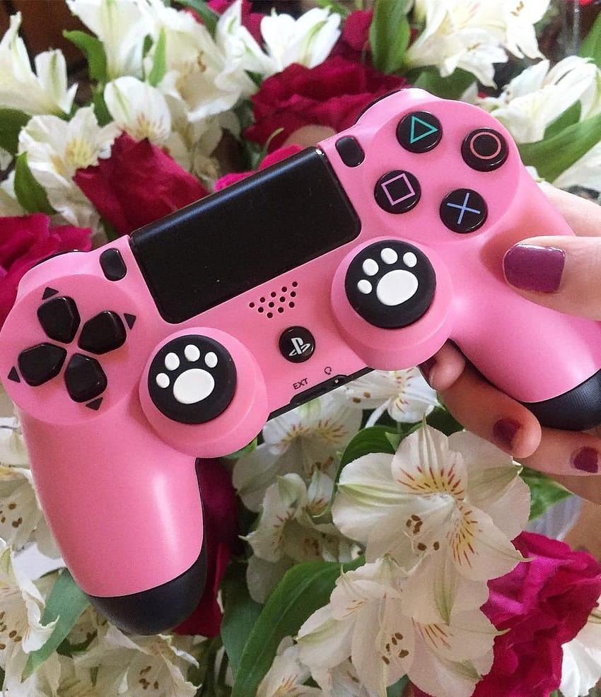 girl gamer pink ps4 controller: I hope you have a fun and stress, white and pink aesthetic ps4 HD phone wallpaper