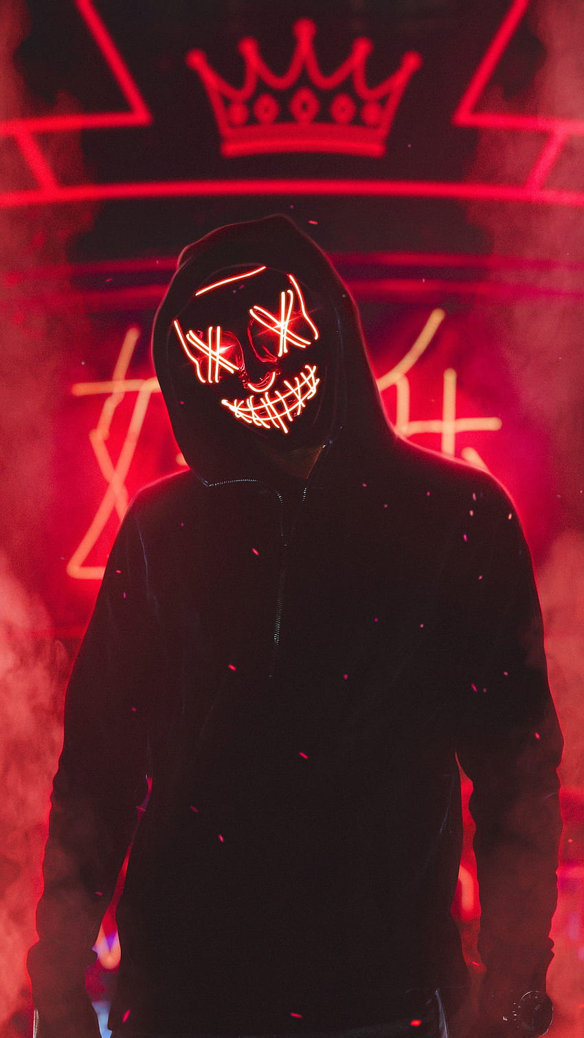 Red mask for android. visit techcluter for tech content and, neon mask mobile HD phone wallpaper