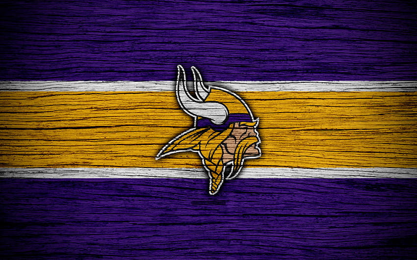 Minnesota Vikings, struttura in legno, NFL, football americano, NFC, USA, arte, logo, North Division con risoluzione 3840x2400. Calcio di alta qualità dei vichinghi del Minnesota Sfondo HD