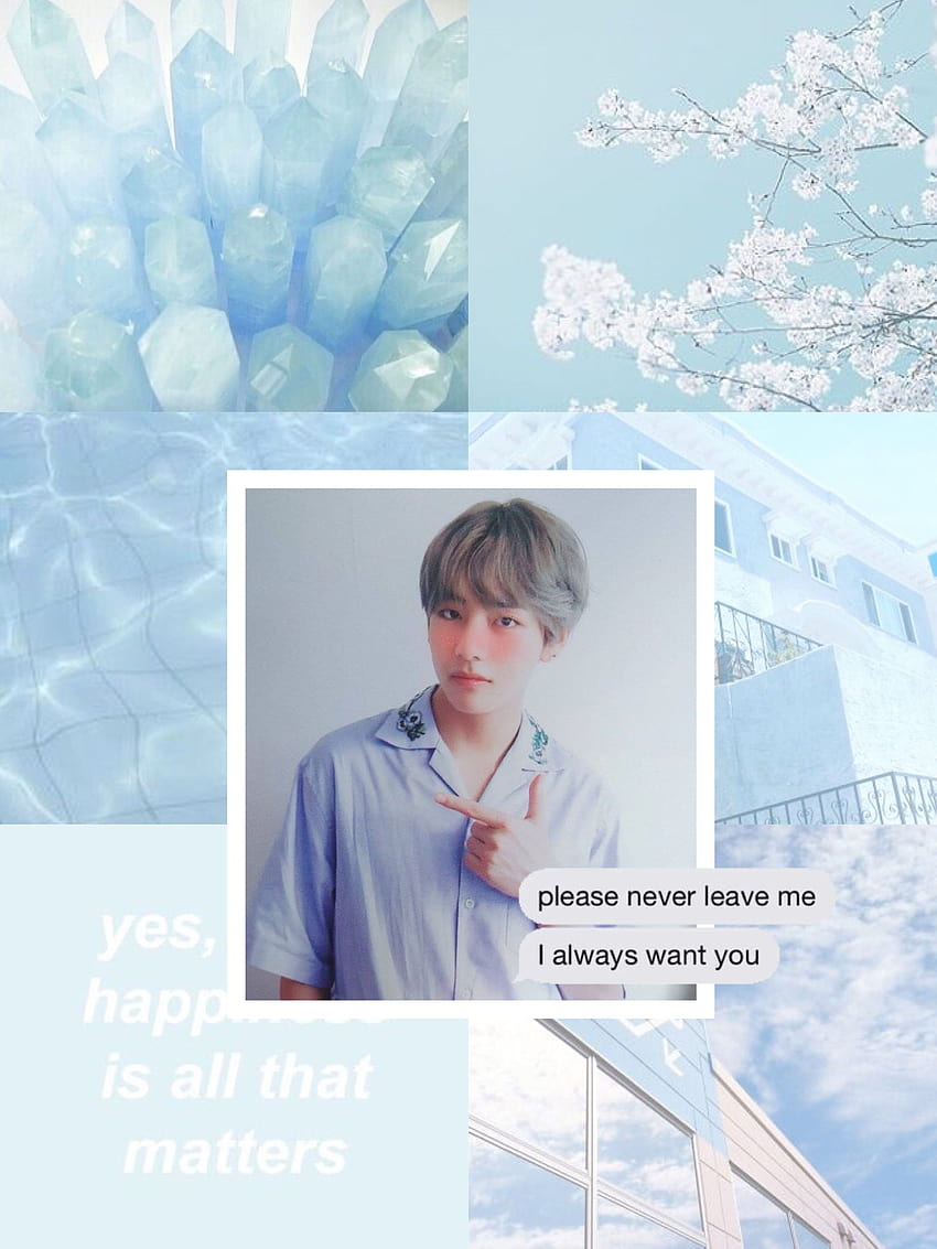 Made by me ! taehyung BTS aesthetic / lock screen iPhone baby blue ...