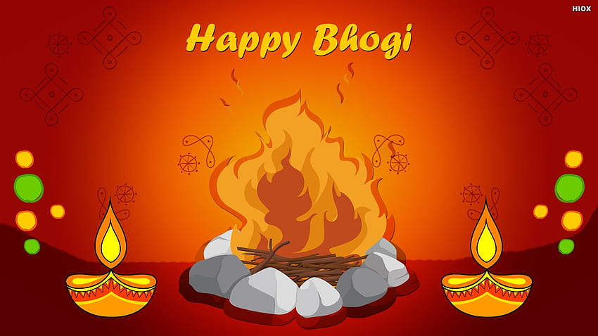 Glücklicher Pongal wünscht Bhogi woshes, glücklicher Bhogi HD-Hintergrundbild