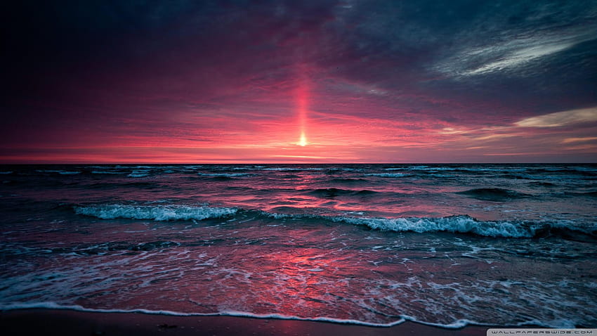 Rechteckiger Couchtisch aus braunem Holz, Sonnenuntergang, Meer, Himmel, Sonnenuntergang Meer HD-Hintergrundbild