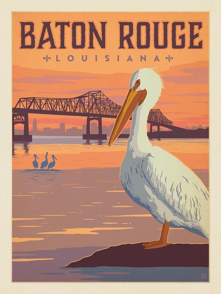 Anderson Design Group – American Travel – Батън Руж, Луизиана, туристически плакат HD тапет за телефон