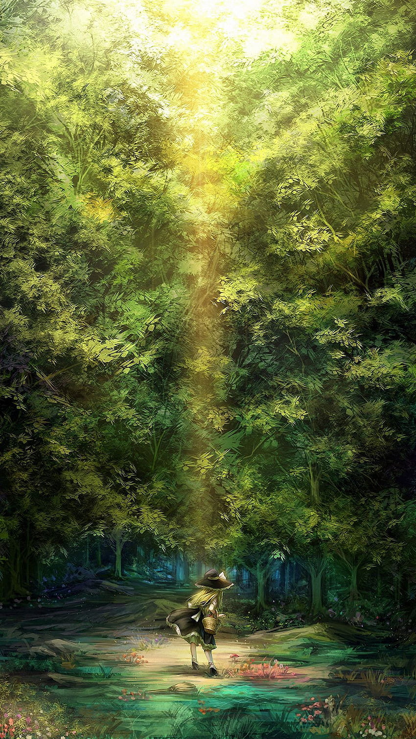 Cidade da floresta de anime, anime de floresta papel de parede HD