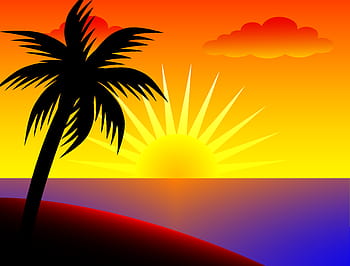 Cartoon sunset beach HD wallpapers | Pxfuel
