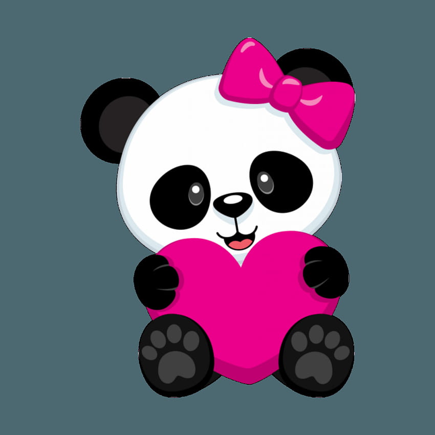 kawaii pink panda bigpanda heart HD phone wallpaper