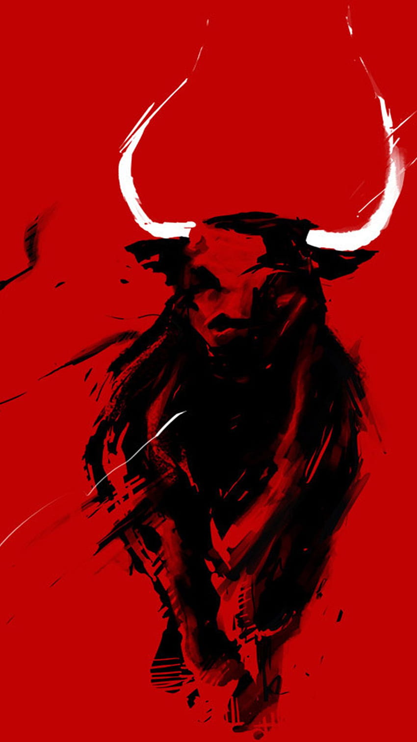 7 Червен телефон, портрет на червения бик HD тапет за телефон