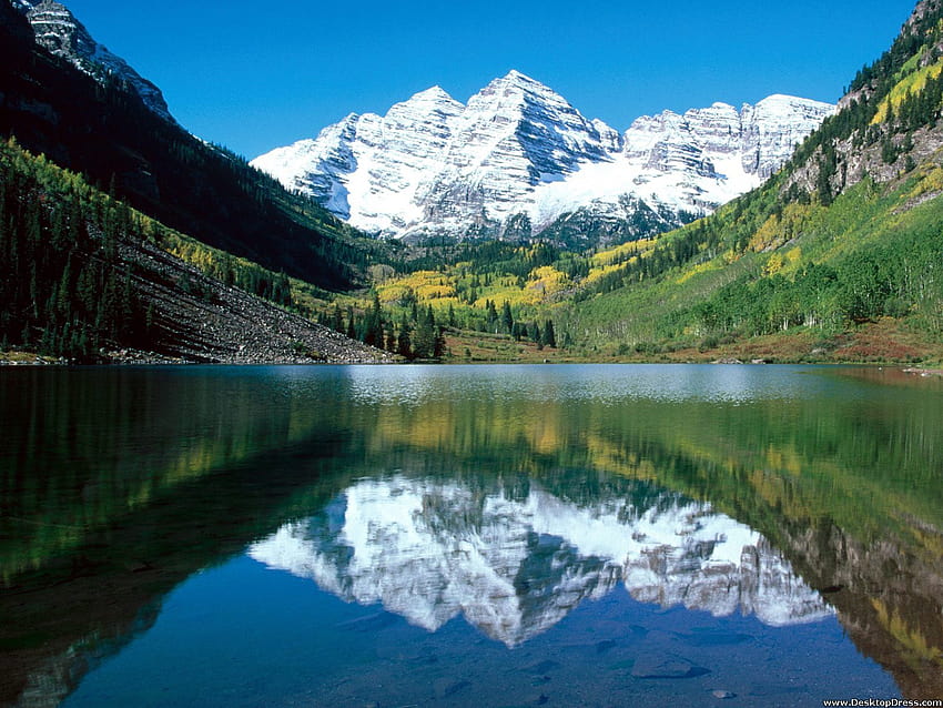 » Natural Backgrounds » Snow Capped Maroon Bells, Colorado » www.dress HD wallpaper