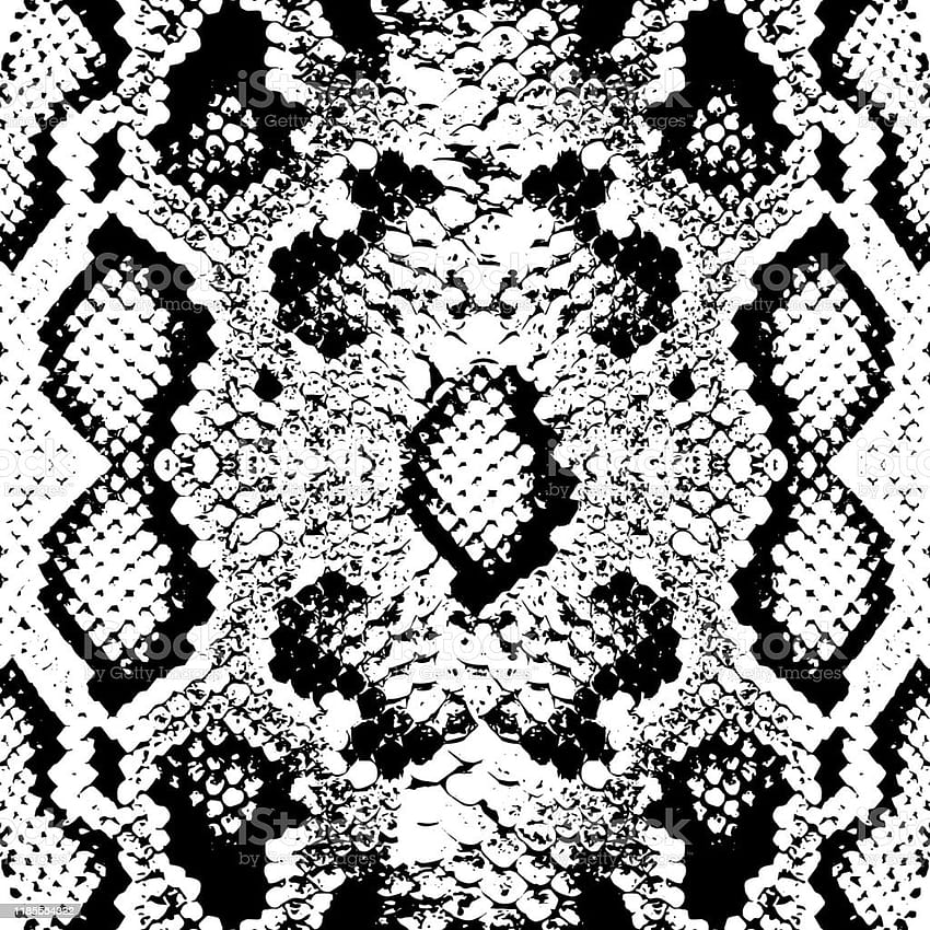 Pelle di serpente Scale Texture Modello senza cuciture Nero isolato su sfondi bianchi Ornamento semplice Stampa di moda e tendenza della stagione Può essere utilizzato per tessuti da regalo Illustrazione vettoriale Stock, trama di serpente Sfondo del telefono HD