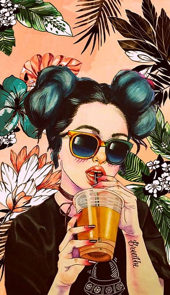 Download Aesthetic Drawing Girl Drinking Coffee Wallpaper  Wallpaperscom