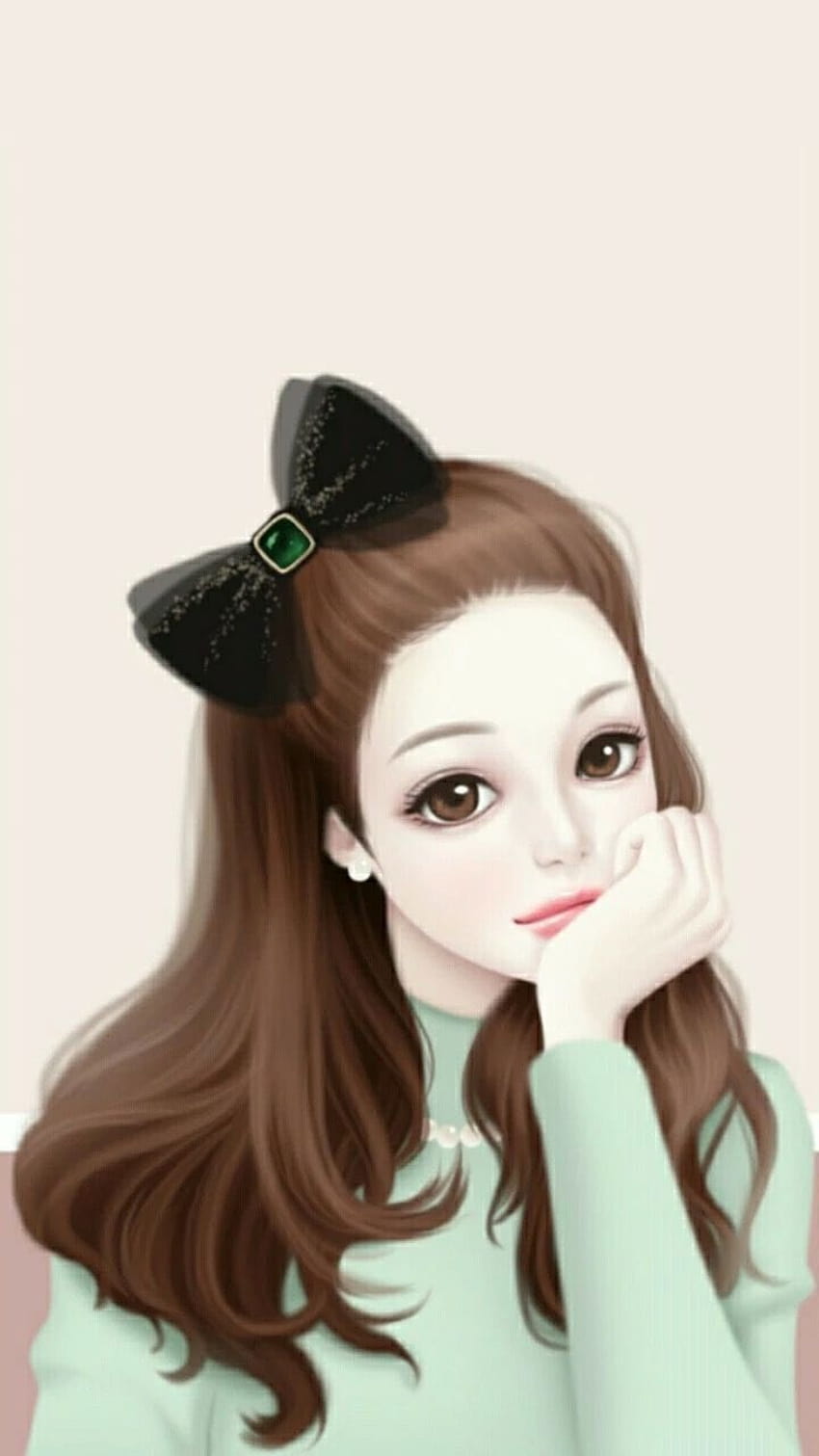 Anime coreano, hermosa niña de dibujos animados fondo de pantalla del teléfono