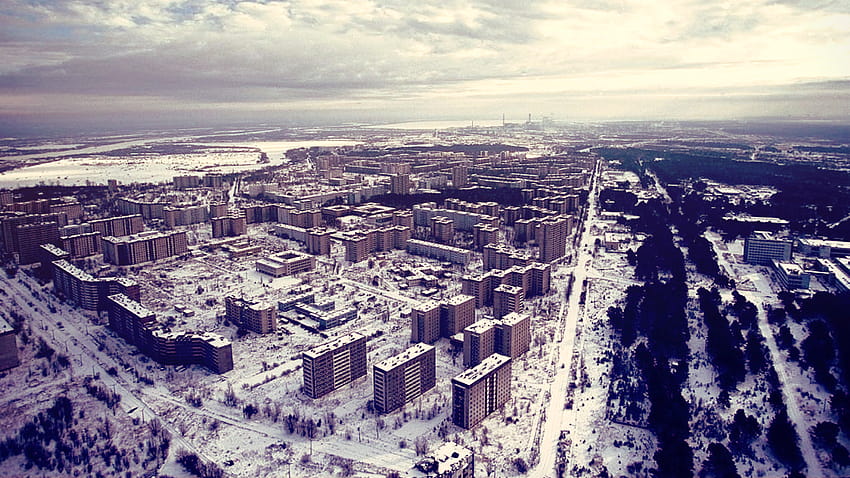 зима, сняг, Припят, Чернобил, изоставен град, градове, изоставен град зима HD тапет