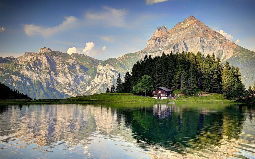 Hermoso paisaje Suiza, primavera suiza fondo de pantalla