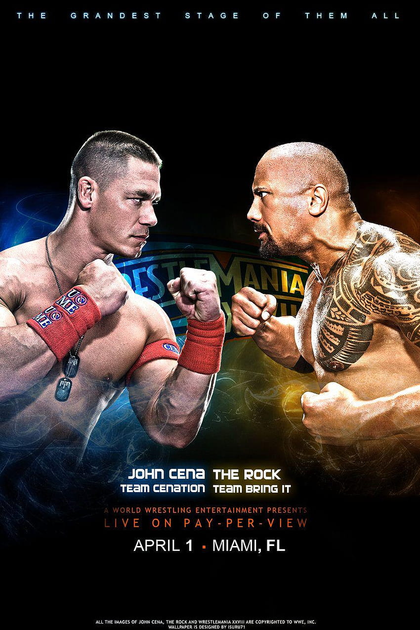John Cena vs The Rock WM28 Poster by ~i, john cena vs undertaker HD phone wallpaper