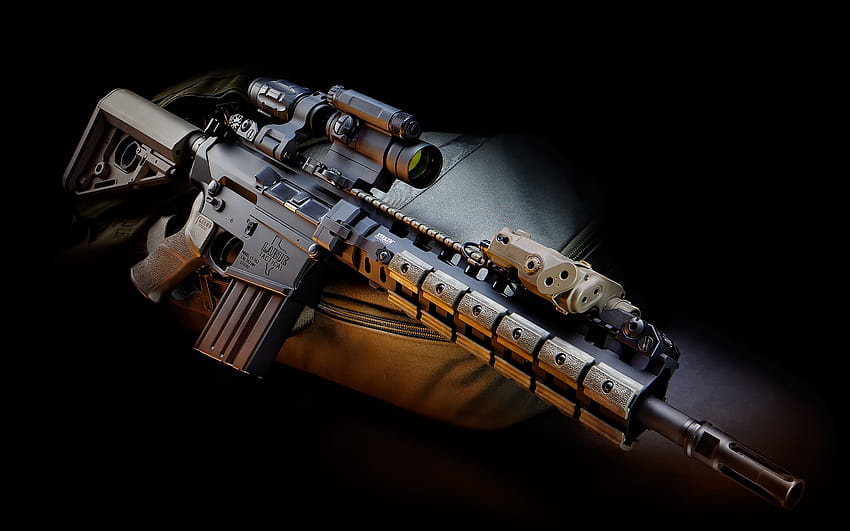 Escopo de arma laser sistema rifle de assalto militar, espingarda papel de parede HD
