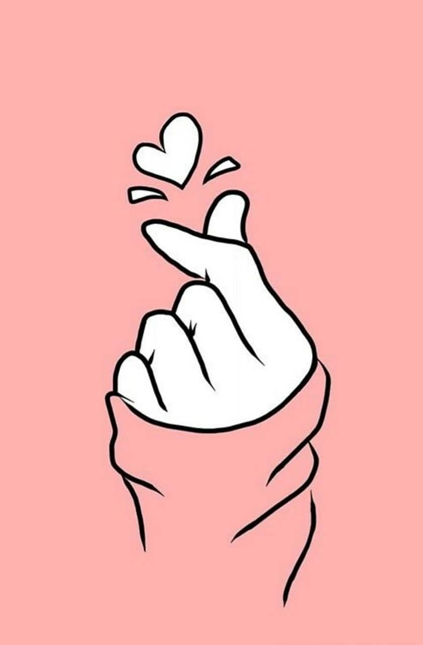 Pink Korean Heart by Pine97270Apple, finger heart HD phone wallpaper