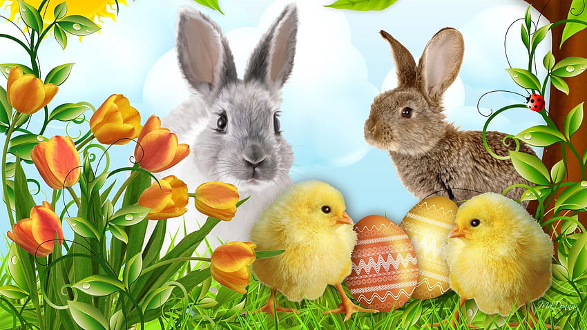 Alfa img Visualizzazione gt Happy Easter Egg Bunny, uova di Pasqua e coniglietti Sfondo HD