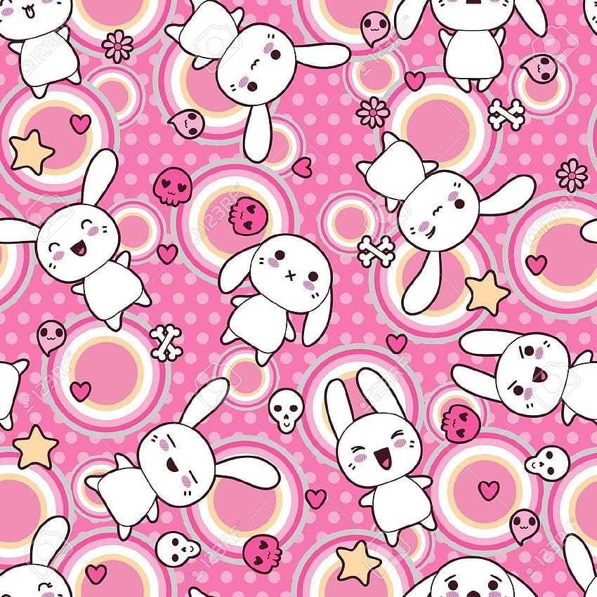 kawaii repeat patterns, kawaii bunny HD phone wallpaper