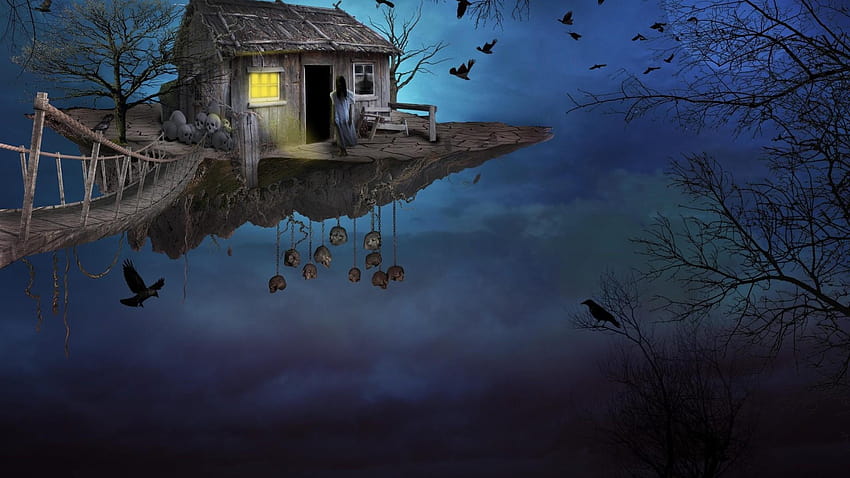 Gothic Fantasy House, Artist, Backgrounds, fantasy girl pond HD wallpaper