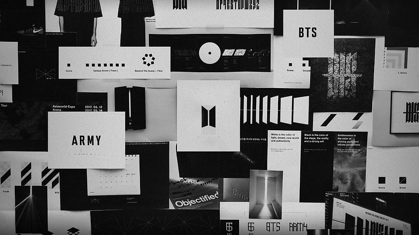 BTS Collage Computer, bts black aesthetic laptop HD wallpaper